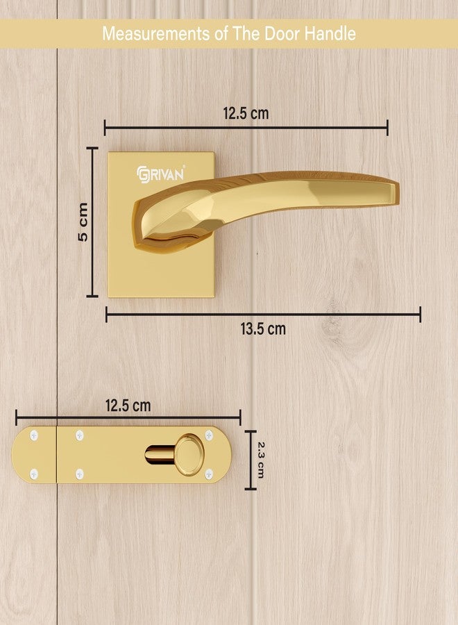 GRIVAN Ultra-Durable Brass Bathroom Door Handle Lock with Keyless Baby Latch for Bedroom/Balcony/Office (Gold Finish) - Image 3